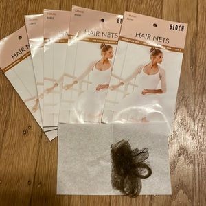 Bloch “Carmel” Colored Hairnets, five 3ct packs